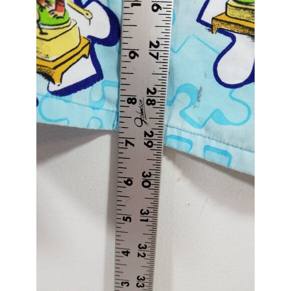 Curious George Scrub Top 2XL Puzzle Print V-Neck 65% Polyester 35% Cotton Made I - Picture 7 of 11